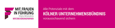 Logo Mit Frauen in der Führung vom Kölner Unternehmensbündnis. Link zur Seite Arbeiten im Jobcenter Köln