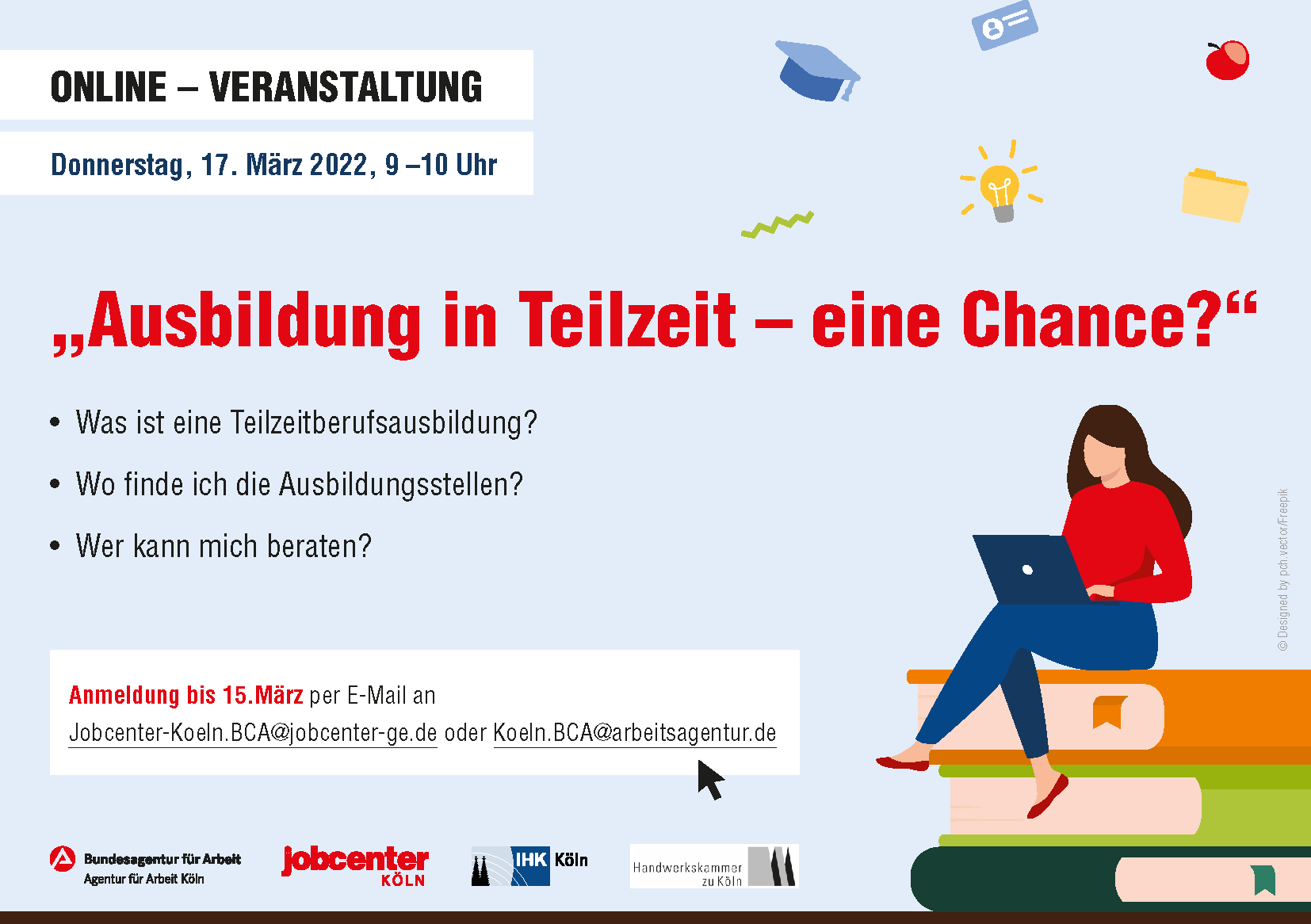 Infoflyer zur Veranstaltung Ausbildung in Teilzeit am 17.3.22