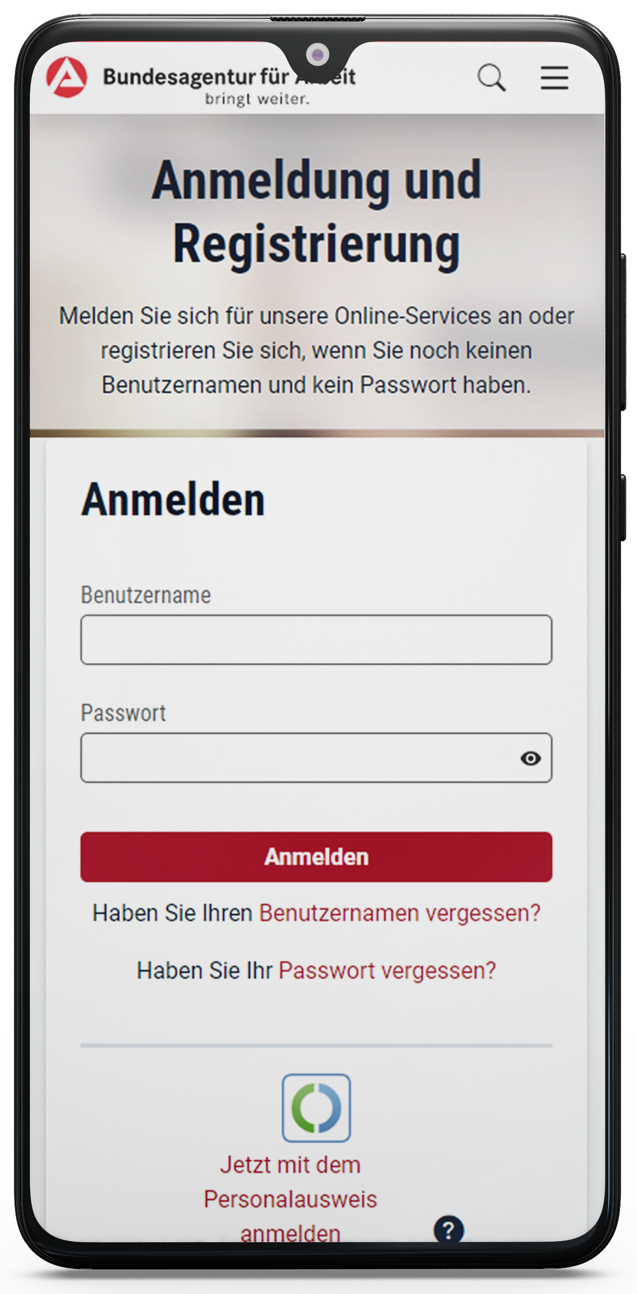 Login-Seite von jobcenter.digital